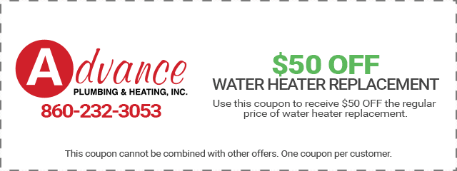 $50 Off Water Heater Replacement Coupon.
